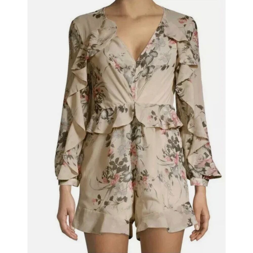 Few Moda Floral Ruffle Long Sleeve Romper - Size Medium - Picture 2 of 14